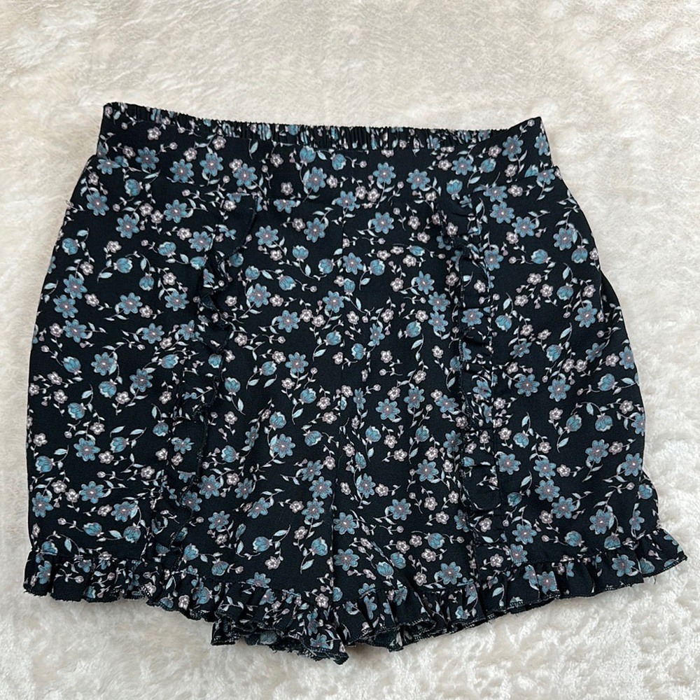 Xhilaration Black Floral High Waist Shorts